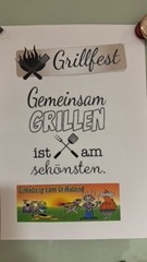 Plakat mit der Einladung zum Grillfest - Gemeinsam grillen ist am schönsten.